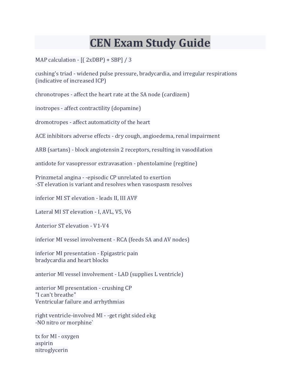 Preview image for CEN Exam Study Guide 100% Correct